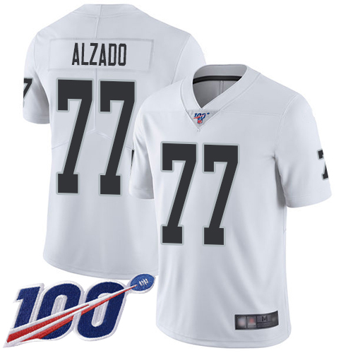 Men Oakland Raiders Limited White Lyle Alzado Road Jersey NFL Football #77 100th Season Vapor Jersey